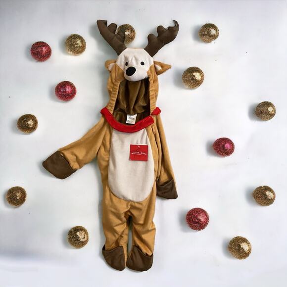 Wondershop Holiday Reindeer 1-Piece Footie Pajama's Size 6-12 M Christmas NWT - Picture 1 of 6